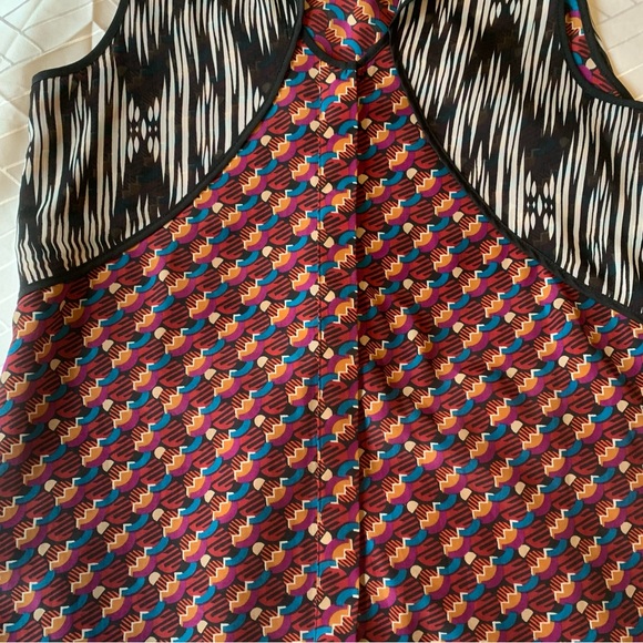 Unique pattern print top designer Bar 3 sleeveless tank blouse XS Small artsy - Picture 6 of 8